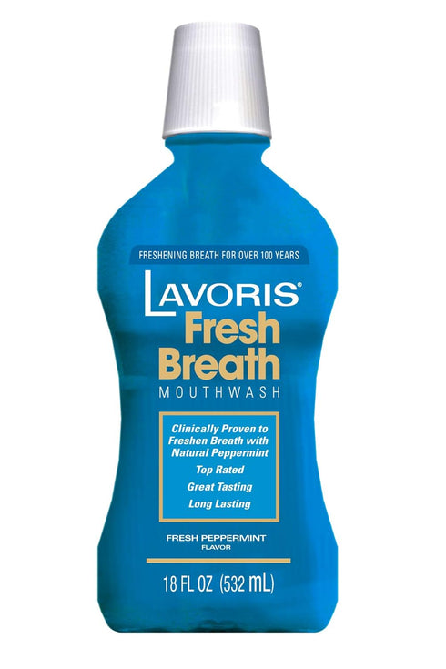 Lavoris Mouthwash Peppermint, 18 Fluid Ounce