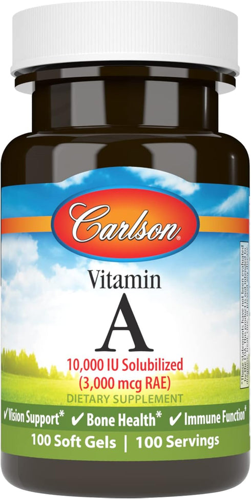 Carlson - Vitamin A Solubilized - 10000 IU (3000 mcg RAE), 100 Softgels