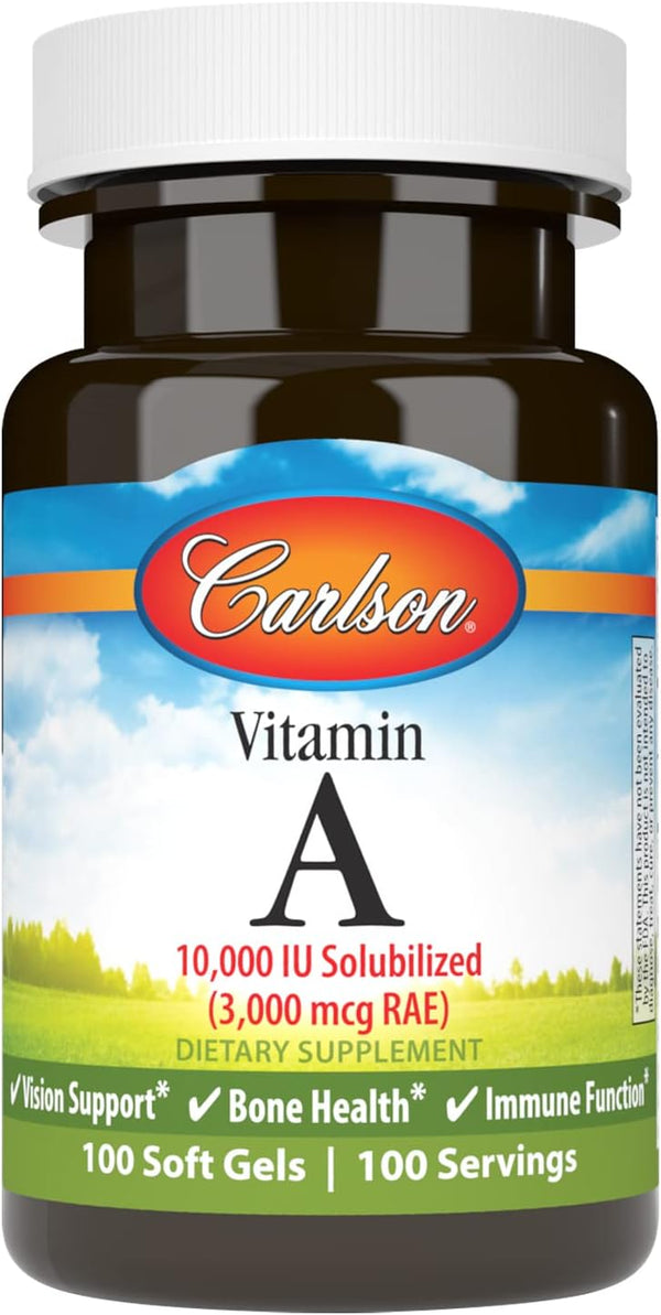 Carlson - Vitamin A Solubilized - 10000 IU (3000 mcg RAE), 100 Softgels