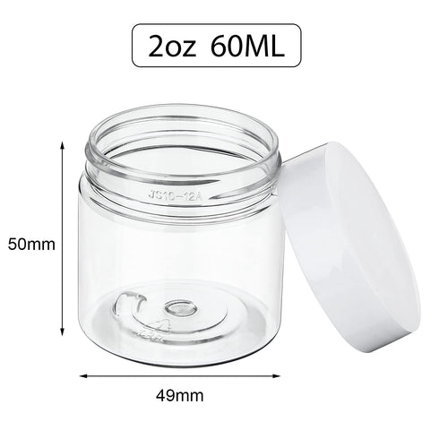 36 Packs Plastic Jars Round Clear Leak Proof Cosmetic Container Jars with Inner Liners and Black Lids for Lotions Ointments Travel Make Up Storage (2 oz, White)