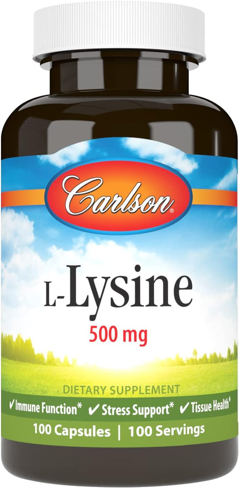 Carlson Labs L-Lysine, 500mg, 100 Capsules