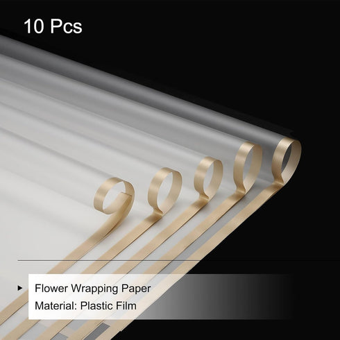 MECCANIXITY 10 Pcs Gold Edge Flower Wrapping Paper, Misty Grey 22.8x22.8 Inch, Waterproof for Florist Bouquet Supplies