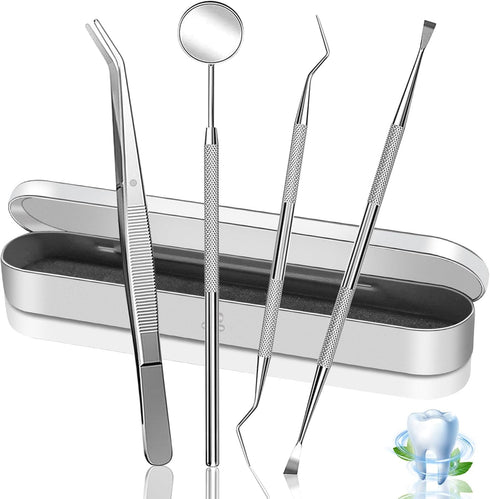 Dental Tools Professional Oral Care Hygiene Kit, Portable 4 Packs Plaque Tartar Remover Cleaner Set