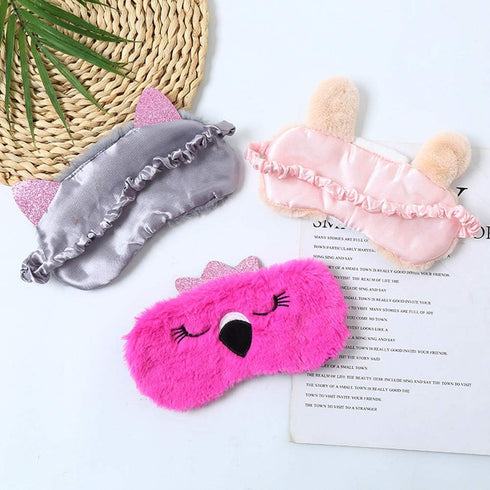 4 Pack Sleeping Mask for Girls, Cute Plush Blindfold Eye Cover for Kids, Teens, Women, Travel Nap Night Sleeping