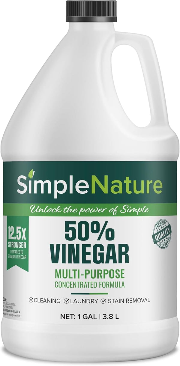SimpleNature 50% Vinegar (1 Gallon) - Ultra Concentrated Vinegar for Heavy-Duty Cleaning Power