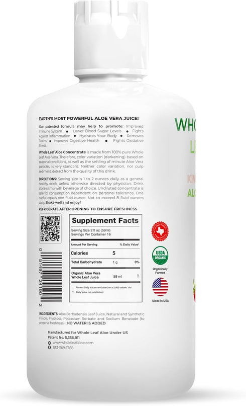 Unlock The Power of Whole Leaf Aloe Vera - Infused with The Delicious Taste of Kiwi Berry. Our Patented Formula Boasts