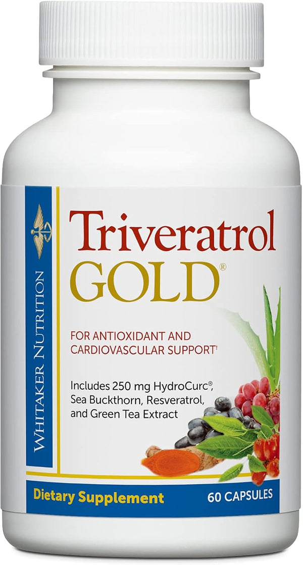 Dr. Whitaker's Triveratrol Gold with Resveratrol & Aloe Vera, Green Tea, Turmeric for Healthy Aging, 60 Capsules