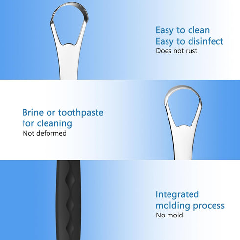 4 Pcs Stainless Steel Tongue Scraper Cleaner for Adults and Kids, Travel Cases for Oral Mouth Care (Green, Blue, Black,