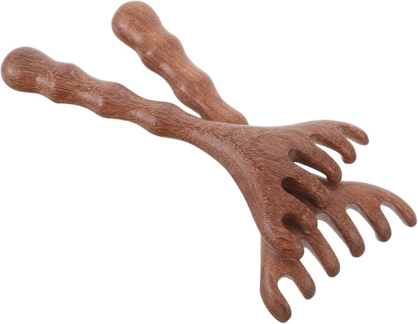 HINTRMENT 2pcs Sandalwood Scalp Massage Comb Wide Tooth Wooden Head Massager Gua Sha
