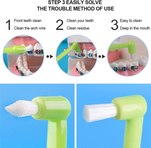 6 Pieces 2-in-1 Toothbrush with Interdental and Wisdom Teeth Brush Heads for Oral Care