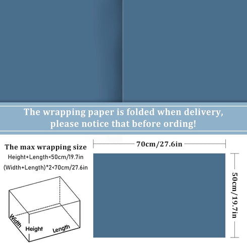 Whaline Dusty Blue Wrapping Paper - Not Roll - 4 Colors Gradient Blue Gift Wrap Paper Folded Flat Colorful DIY Craft Art Paper for Wedding Birthday Baby Shower Party Supplies, 8 Sheets
