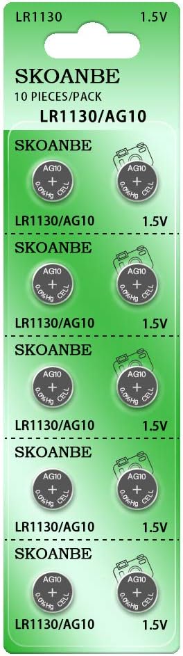 SKOANBE 50 Pack LR54 AG10 LR1130 L1131F 389A Button Cell Batteries Replacement