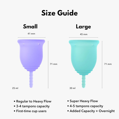 Lena Menstrual Cups - Reusable Period Cup, Silicone Menstrual Cup for Super Heavy Flow, Large, Gray
