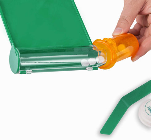 Medarchitect Right Hand Pill Counting Tray with Spatula, Green - L Shape