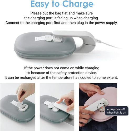 Portable Heating Pad Electric Hot Water Bag with Soft Fleece Cover, Arming Hand, Cold Feet, Relieve Menstrual Cramps