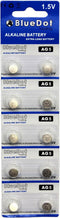 BlueDot Trading Alkaline AG5 LR754 1.5V Button Cell Batteries, 50 Count for Watch, Hearing Aid, and Other Electronics