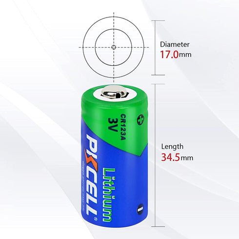 PKCELL CR123A Battery 123A Lithium 4Pack 1500mAh CR17345 3V for Intensity Flashlights, Security Alarm System