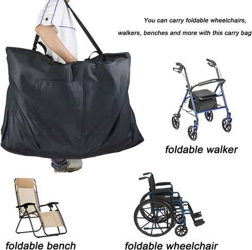 Kasla Rollator Travel Bag,Waterproof Wheelchair Bag for Folding Walker Compatible with Wheelchair Transport Chair