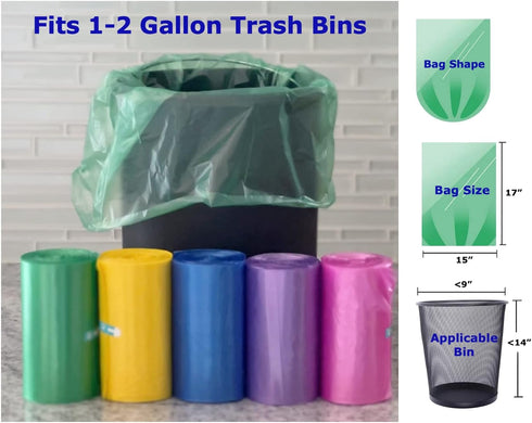 1.2 Gallon Small Trash Bags, CCLINERS 420 Count, 1 Gallon Garbage Bags, 5L Bathroom Trash Can Liners