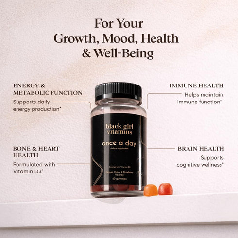 Gummy Immune (30 Black Girl Vitamins Once a Day - Womens Multivitamin - Vitamin A, B, C, E and Zinc. Multivitamin