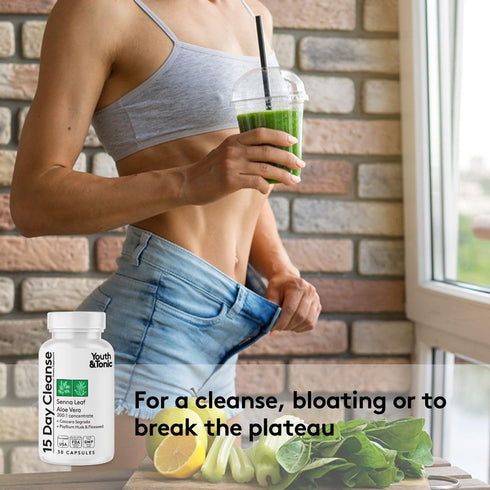Youth & Tonic 3X Belly Bloating Pills, 150 Capsules for Puffiness, Water Debloat, Stomach, Gut & Colon Cleanse Detox