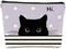 Cat Makeup Bag, Black Cat Purse, Cute Cosmetic Bag for Women and Teen Girls, Gifts for Cat Lovers - Purple Polka Dot