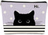 Cat Makeup Bag, Black Cat Purse, Cute Cosmetic Bag for Women and Teen Girls, Gifts for Cat Lovers - Purple Polka Dot