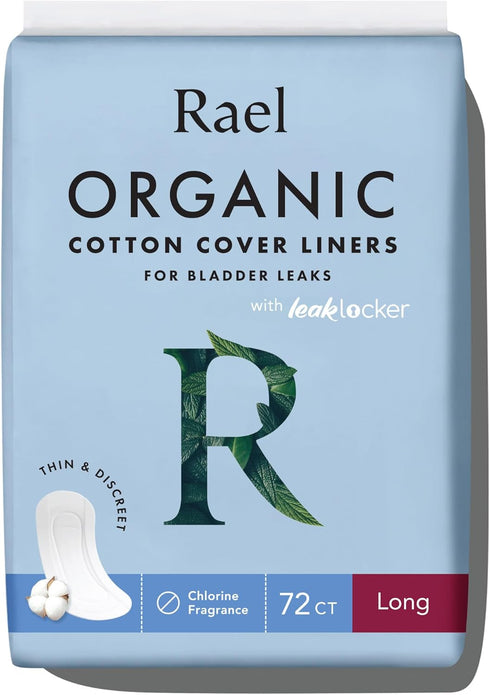 Rael Incontinence Liners for Women, Organic Cotton Cover - Postpartum Essential, Regular Absorbency, 4 Layer Core with