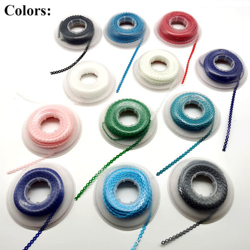 SNAWOP Dental Orthodontic Power Chain, Multicolor Spool Elastic Rubber Bands for Teeth Braces (Long, Light Blue)