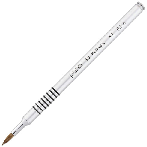 PANA 3D Kolinsky Acrylic Nail Art Sculpture Brush, Silver Metal Non-Slip Grip Handle for 3D Flower Designs (Size #5)