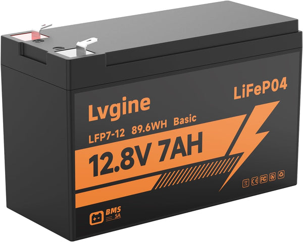 LVGINE 12V 7Ah LiFePO4 Battery, 2000+ Deep Cycle Lithium Iron Phosphate Rechargeable Battery