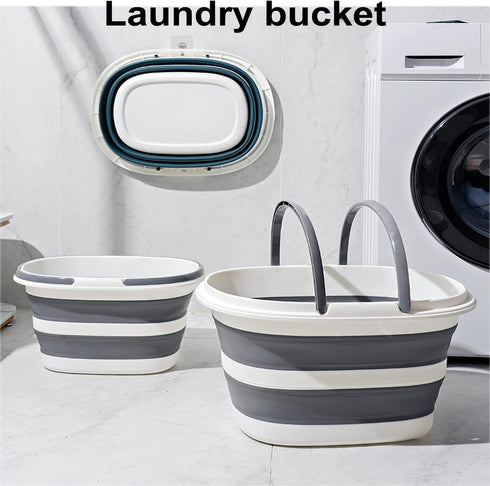 Large Plastic Cleaning Caddy Bucket with Handles - Portable Tool Storage Tote, Collapsible for Fishing, Garden (Grey)