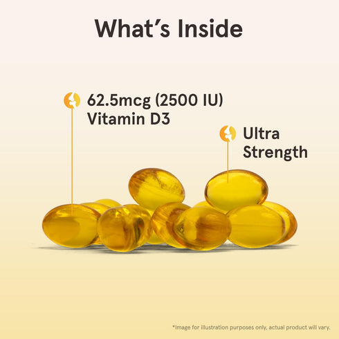 Jarrow Formulas Vitamin D3 62.5 mcg (2,500 IU), 100 Servings Softgels for Bone Health & Immune Support
