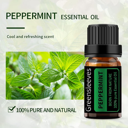 GREENSLEEVES Peppermint Essential Oil, 10ml Pure Plant-Based Fragrance for Aromatherapy, Diffuser & Soap Making