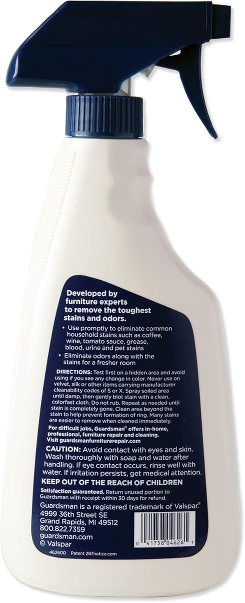 Guardsman 462600 Stain & Odor Eliminator for Fabric Removes Stains, Grease, Red Wine, Pet Stains,16 Oz Spray