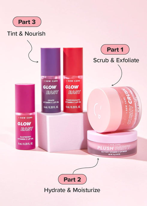 I DEW CARE Lip Scrub - Cushy Crush | Sugar Vitamin C Lip Care Exfoliator for Dark, Dry and Chapped Lips, Vegan, 1.05 oz