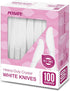 POSATE White Plastic Knives, Heavyweight, 100 Count