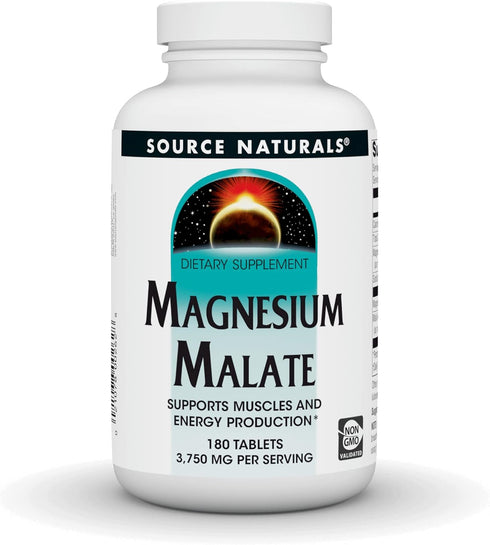 Source Naturals Magnesium Malate, 3750mg Per Serving, 180 Tablets, Essential Supplement