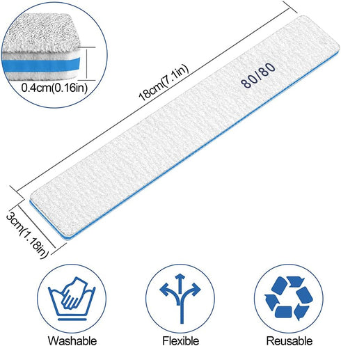 Nail Files 50pcs, 80/80 Grit for Acrylic Nails, Professional Double Sided Jumbo Zebra File