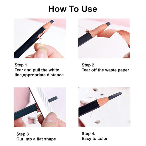 Waterproof Eyebrow Pencil Microblading Supplies, Pull Cord Peel-off Brow Pencil for Long-Lasting Clear Wild Eyebrows (5