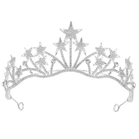 Lurrose Star Shaped Rhinestone Crowns, Bridal Tiaras Headpiece for Wedding Ceremony Party