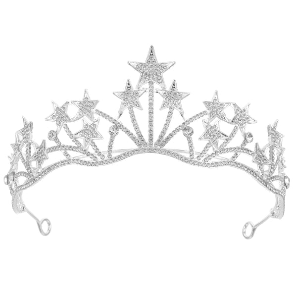 Lurrose Star Shaped Rhinestone Crowns, Bridal Tiaras Headpiece for Wedding Ceremony Party