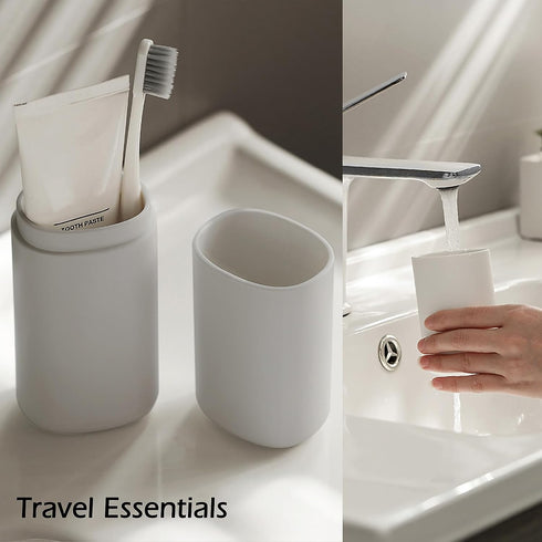 Portable Travel Toothbrush Case with Gargle Cup - Hard Shell Toothbrush Holder & Toothpaste Container, Detachable