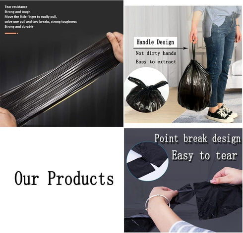 Small Black Trash Bags, 200 Counts, Thicken Value Pack, 4 Gallon Trash Bags for Office, Kitchen, Bedroom