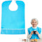 WJIAAA Adult Bibs for Elderly Women Men, Blue Waterproof Oil-Proo Bibs with Chip