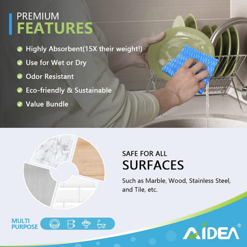 AIDEA Cleaning Wipes, Cleaning Wipes-80Ct(1 Pack), Multi-Purpose Towel Reusable Cleaning Cloths, Domestic Cleaning Wipes, Cleaning Towels, Dish Cloths-(12''x24'')