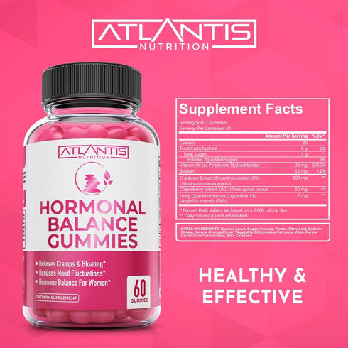 Gummies Atlantis Nutrition Hormonal Balance for Women & PMS Relief - Alleviates Cramps, Bloating, Mood Swings, Hot