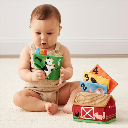 Itzy Ritzy Sensory Scarves Farm-Themed Put-and-Take Scarf Toy for Babies & Toddlers Teaches Animals, Numbers, Colors