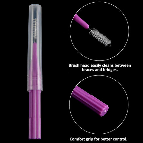 50 Pieces Interdental Brush Toothpick Dental Flossing Head Oral Hygiene Tool (Light Blue, Purple, Yellow, Gray, Light