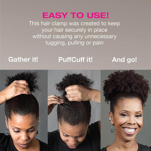 PuffCuff Mini 2.5" Hair Clamps, 3 Pieces, for Natural Thick, Curly, Kinky, Textured Hair
